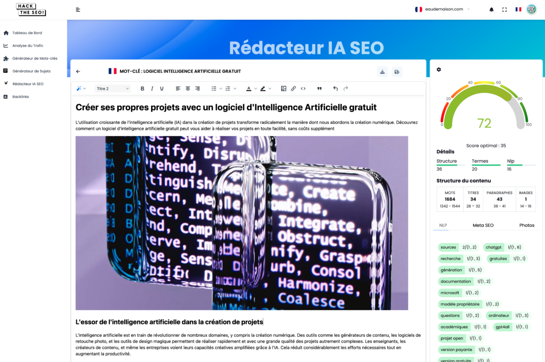 Éditeur NLP IA SEO