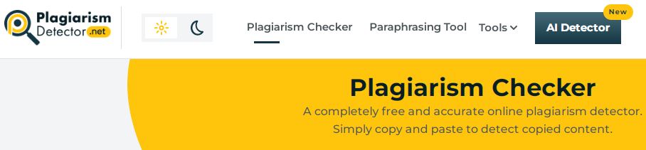 screenshot of plagiarism detector tool