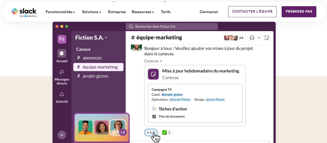 plateforme de collaboration slack