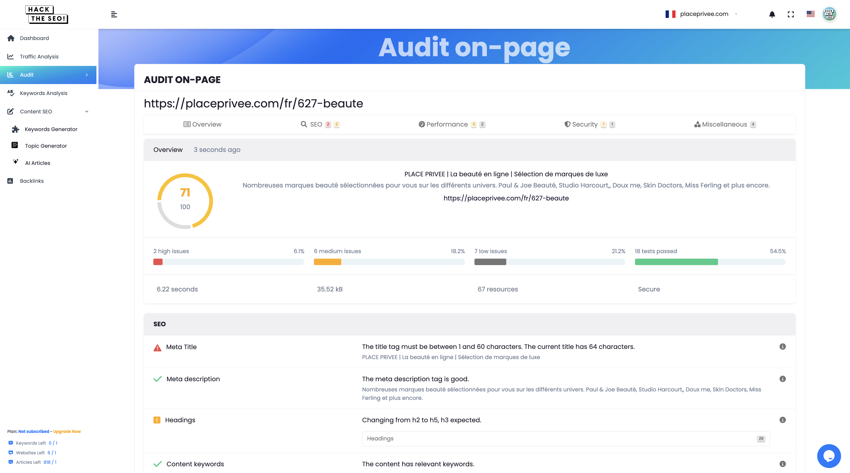 On-Page SEO Audit Tool