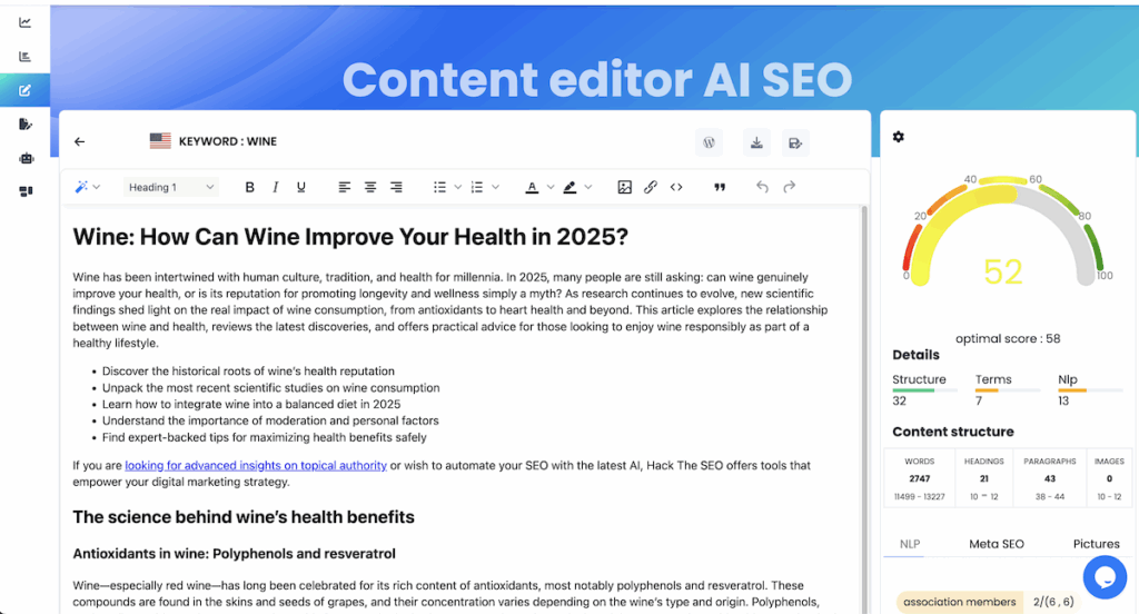 AI-generated paragraph with options to edit:regenerate