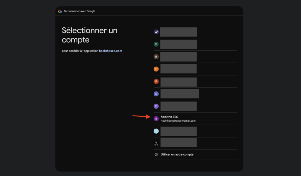 select account google GSC