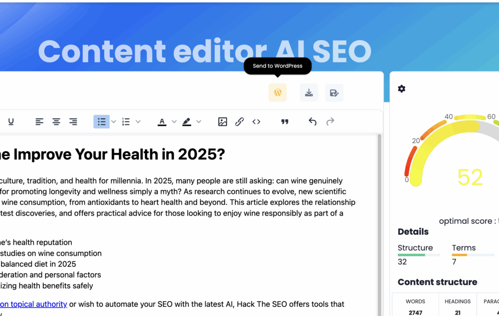 Send on WordPress ai article