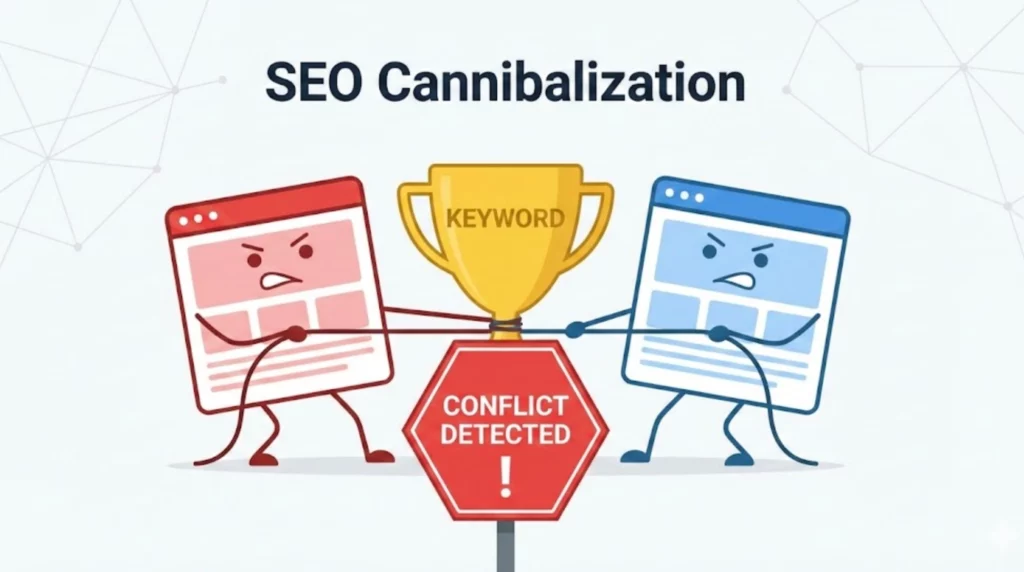 Illustration du concept de cannibalisation SEO