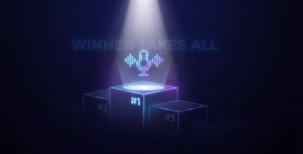 Illustration symbolisant que la recherche vocale ne sélectionne qu'un seul résultat gagnant (Position Zéro).