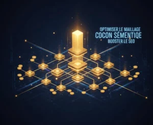 Schéma abstrait montrant la transmission de l'autorité SEO (Link Juice) depuis une page pilier vers les pages transactionnelles.