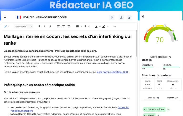 Redacteur GEO HTS SEO