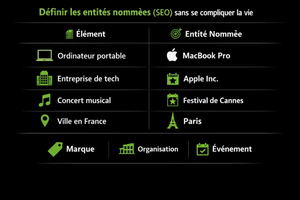 entités nommées — Définir les entités nommées (SEO) sans se compliquer la vie