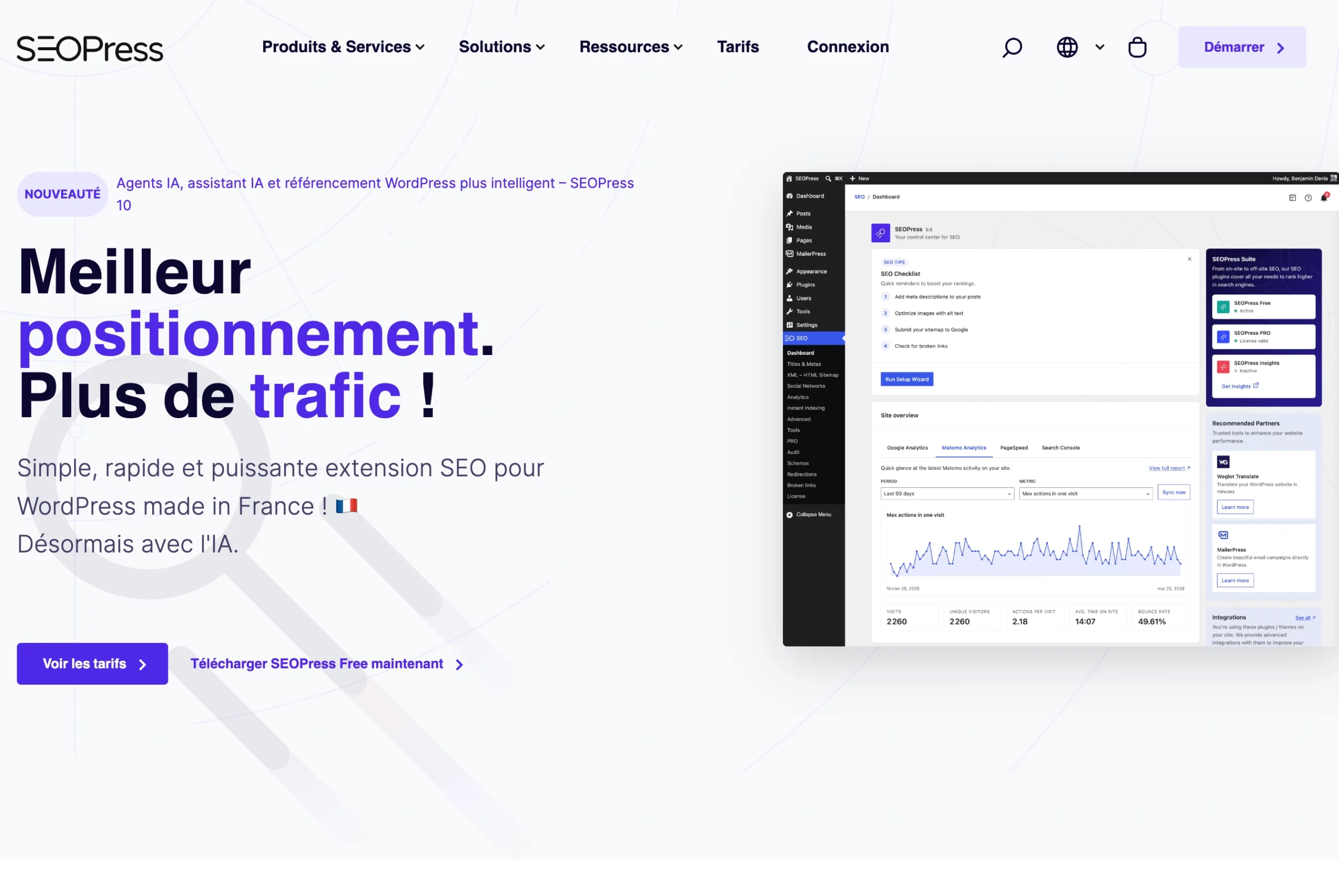 Interface du plugin SEO WordPress SEOPress