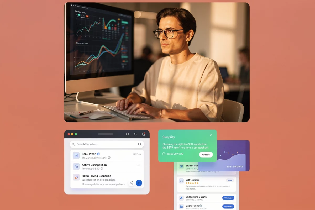 Choisir les bons signaux SEO pour piloter en direct — Illustration — coach IA temps réel — Hack the seo