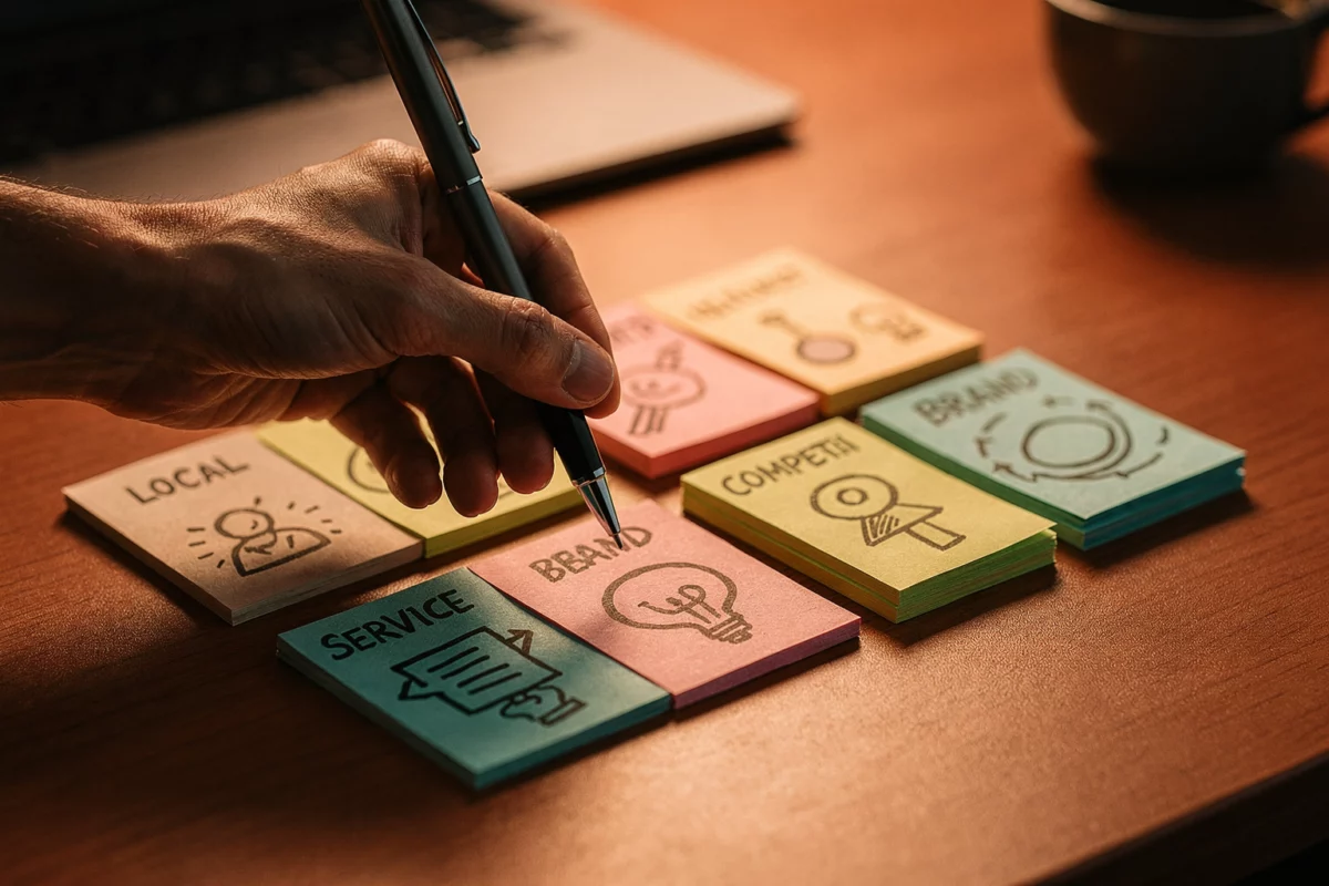 Sélectionner des requêtes rentables (et réalistes) pour Sélectionner des requêtes rentables (et réalistes) pour une petite entreprise — Illustration — SEO PME — Hack the seo