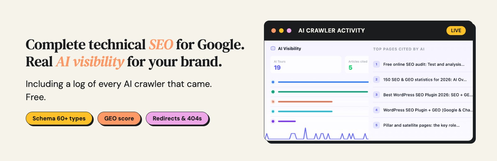 Hack The SEO banner: complete technical SEO for Google, real AI visibility for your brand.