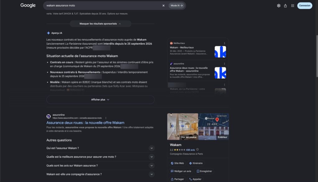 Google AI Overview citing an insurance broker’s article at the top