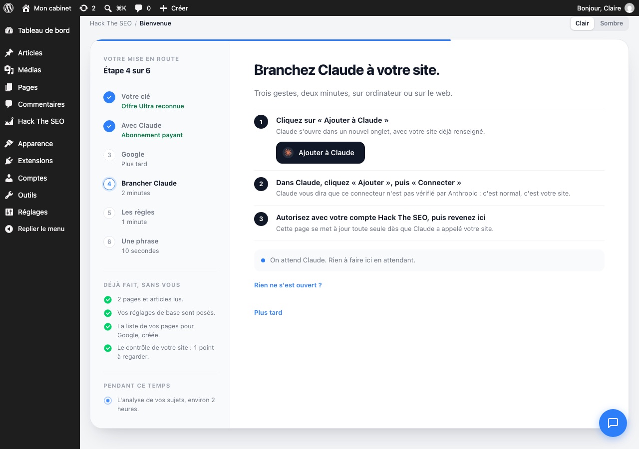 The Get started screen with the Add to Claude button